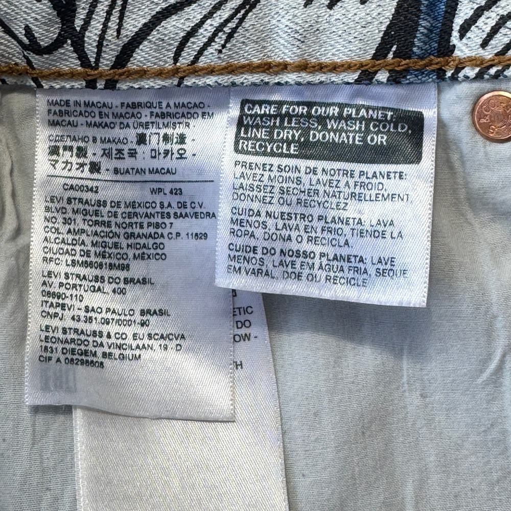 Levis x Farm Rio Ribcage Straight Jeans Womens 24 Blue Tropical Ankle High Rise - Picture 10 of 15